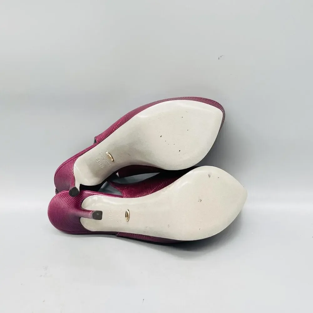 Sergio Rossi Shoes Womens 8.5 Pink Leather Slingback Platform Peep Toe Heels